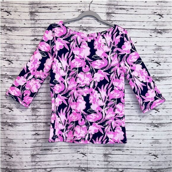 Lilly Pulitzer Waverly Top Flamingle - Picture 2 of 11
